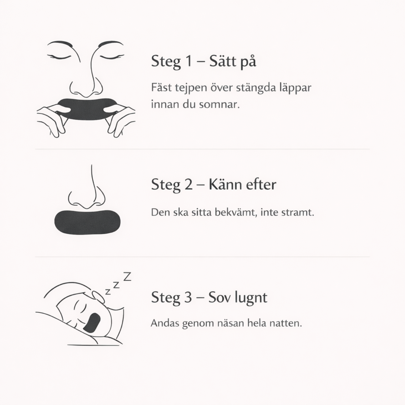 Ventilerad muntejp för näsandning på natten